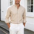 thumbnail image 2 of RUTAYY Men's Shirts Long Sleeve Solid Color Casual Everyday Comfortable Button Down with Button Tops Work Beach Blouse, 2 of 4