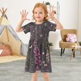thumbnail image 3 of FORMRS Girls Short Sleeve Dress Summer Casual Round Neck A-line Beach Sundress, Sizes 2T-8T, Dark Purple Floral Pattern, 3 of 8