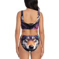 thumbnail image 3 of Honeii Colorful Wolf Head A Print Women’s Bikini Set,Two Piece Swimsuit Bathing Suits,Stylish High Elasticity Swimwear for Beach and Pool, 3 of 7