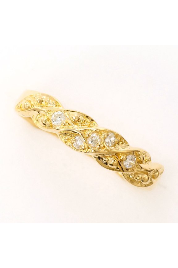 Pre-Owned 18K (18-karat) yellow gold ring with diamond (carat weight not stamped), total 1.9g,...
