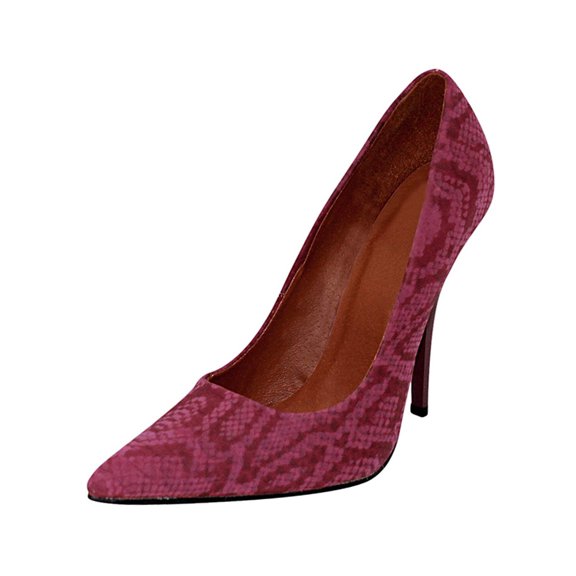 Magenta Snake Textured High Heel Pumps For Women Size 8