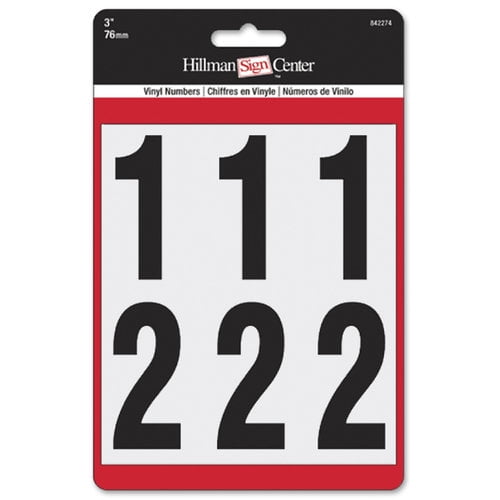 Hillman 843445 Reflective Adhesive Mailbox Number Pack, 3", Black and