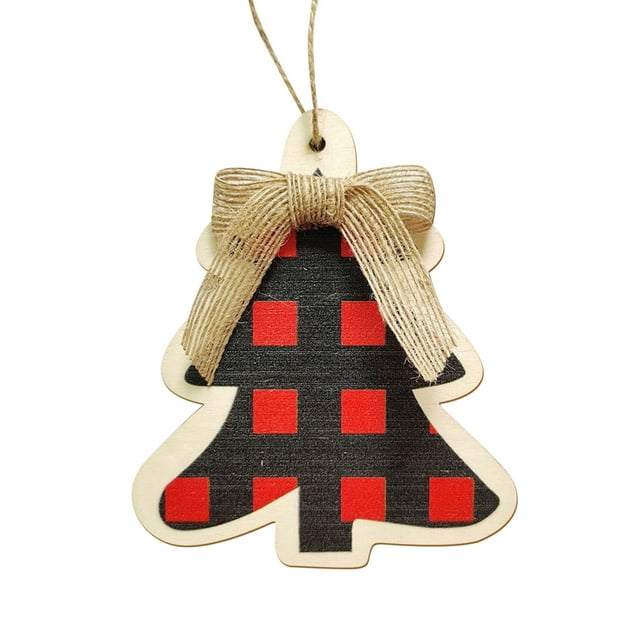 Rkstn Ornements de Noël Suspendus Classiques Rouges Décoration d'Arbre de Noël Pendentif en Bois
