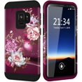 thumbnail image 3 of Galaxy S9 Case w/Unique Flower Pattern Design, Sturdy 3-Piece Heavy Duty Shockproof Protection Hard Armor Cover Rubbery Protective Case for Samsung Galaxy S9 2018 - Royal Purple, 3 of 8
