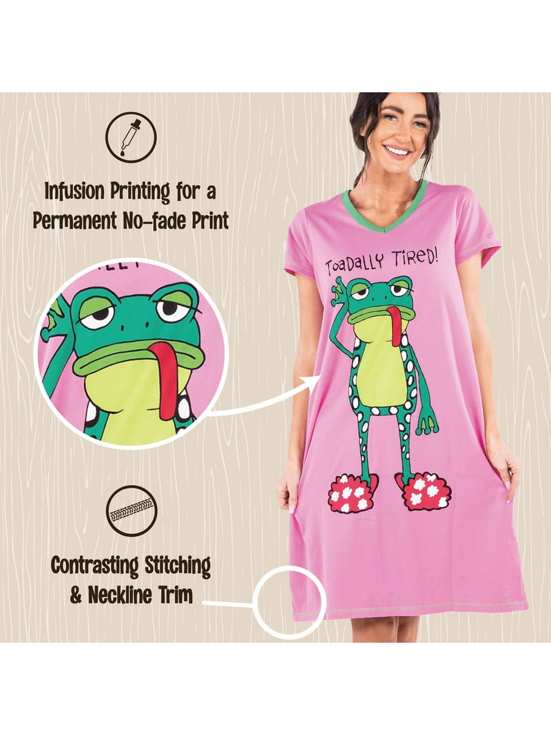 LazyOne Women's Nightgown, Funny V-Neck Sleep Shirt for Women