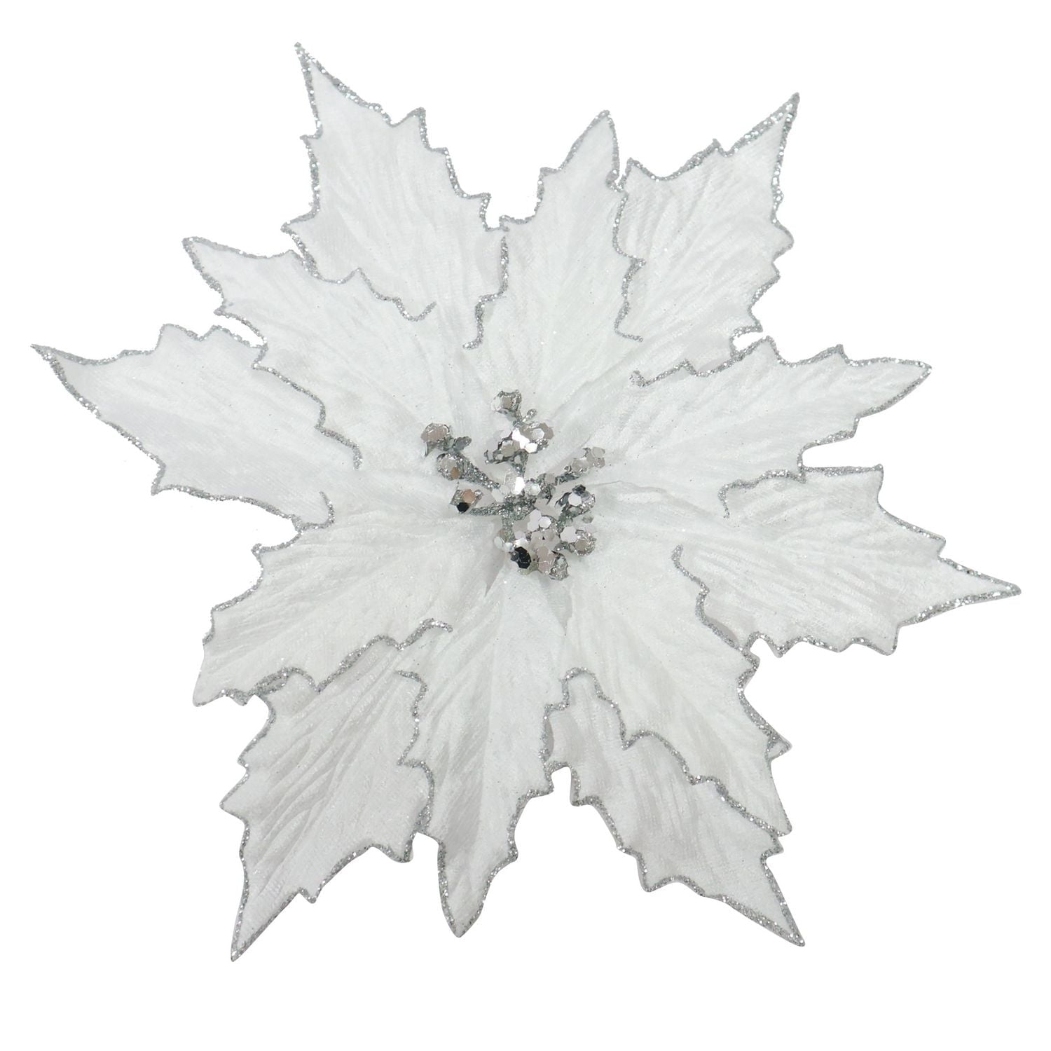 Holiday Time White Poinsettia Clip On Ornament