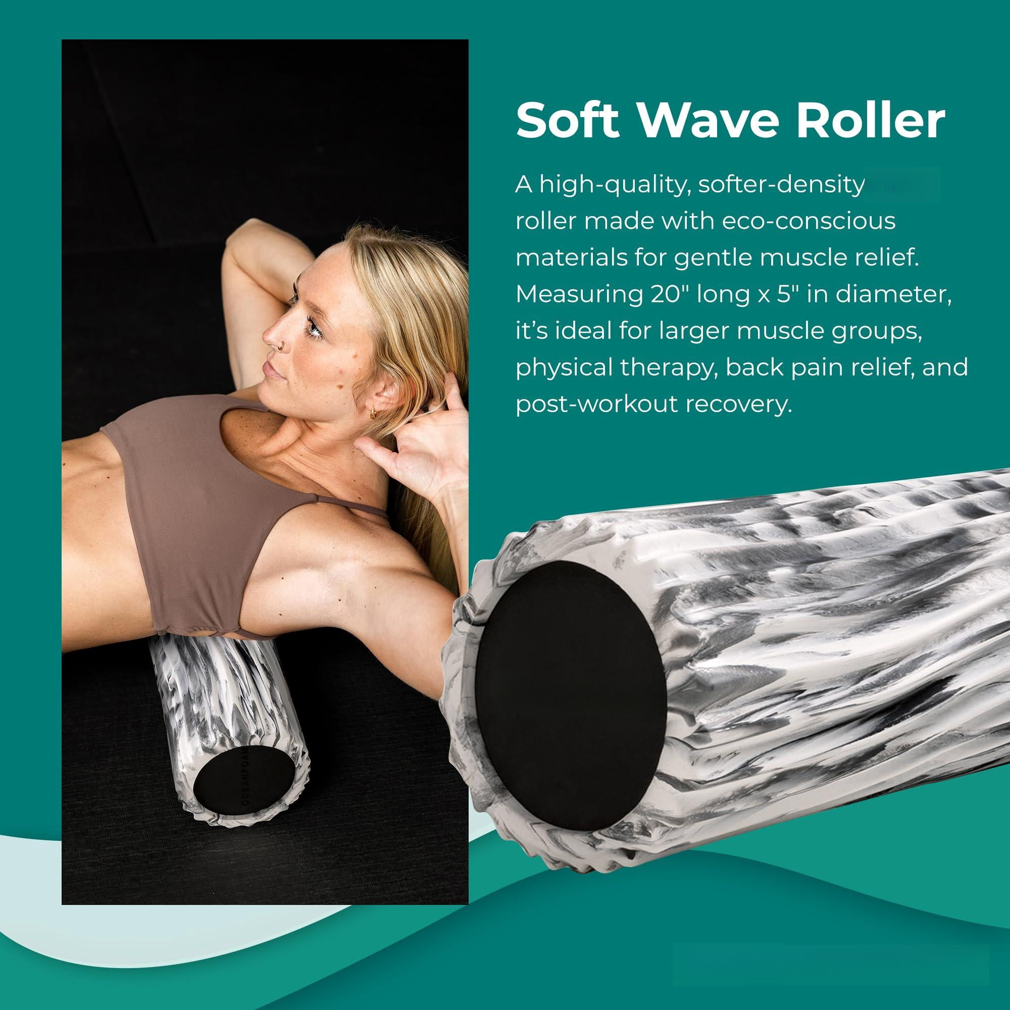 Soft Tidal Roller (black Marbled) - Low Density Foam For Physical  Excercise & Stretching Wave Textured Yoga Athletics Wellness Full Size 20" X 5"