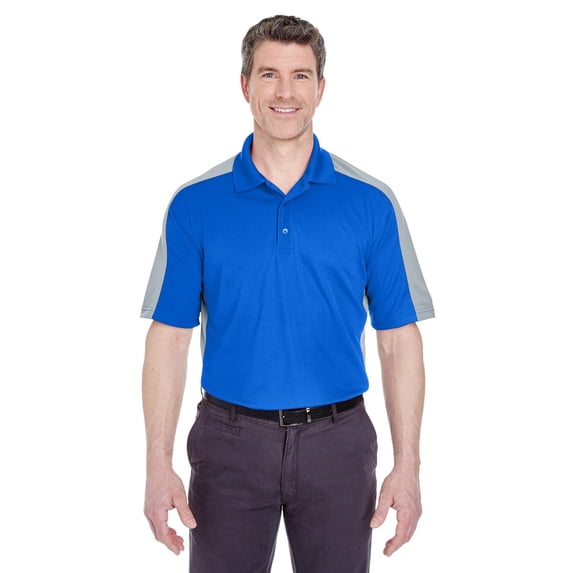 UltraClub 8447 Adult Stain-Release Two-Tone Performance Polo Shirt - Royal/ Silver - Small