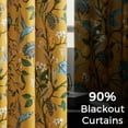 thumbnail image 6 of JJCOITR Mustard Yellow Vintage Curtains Drapes Grommet Luxury Whimsical Floral Lemon Hummingbird Mid Century Colorful Blackout Drapes for Living Room Bedroom,1 Panels, 52"x84", 6 of 10