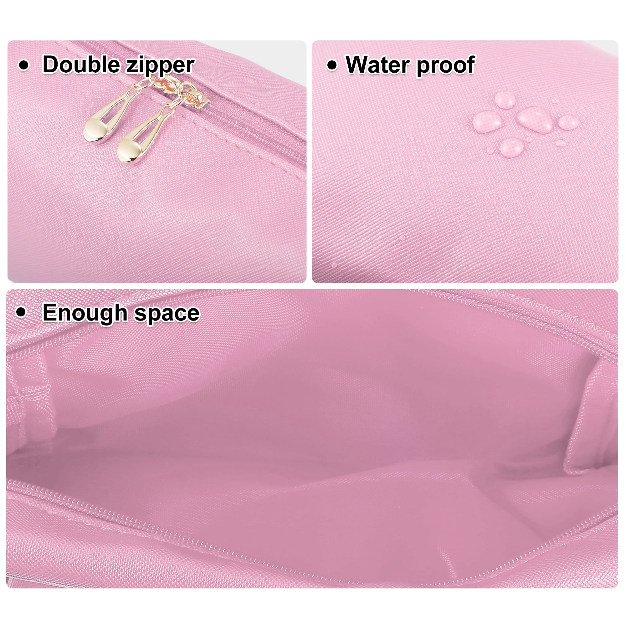 Unique Bargains Floral Makeup Bag Zipper Flower Cosmetic Pouch Pink