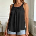 thumbnail image 4 of SGMVNU Sleeveless Tank Tops for Women Built in Bra Square Neck Pleated Flowy Loose Fit Summer Blouse Camisole Tanks, Black, Size M, 4 of 6