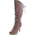 thumbnail image 3 of TOP Moda Bottes à Talons Hauts Lacées à Bout Rond pour Femmes Page-65, Tan, 6, 3 of 4