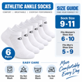 thumbnail image 4 of Athletic Ankle Socks for Men and Women, Low Profile Sports Socks, Comfortable Cushioned Fit for Running, Gym and Everyday Wear, White, Size L, 4 of 7