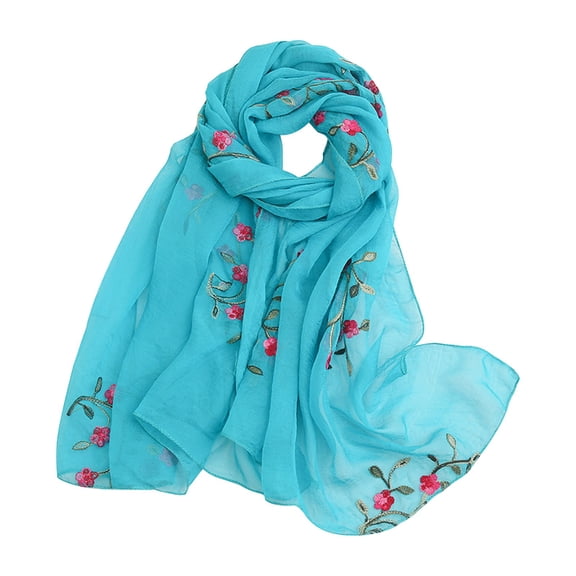 kaondbfi Women's Summer Outdoor Travel Essentials Accessories Silk Scarves for Women Embroidery Chiffon Lightweight Fashion Summer Fall Scarf Wrap Shawl