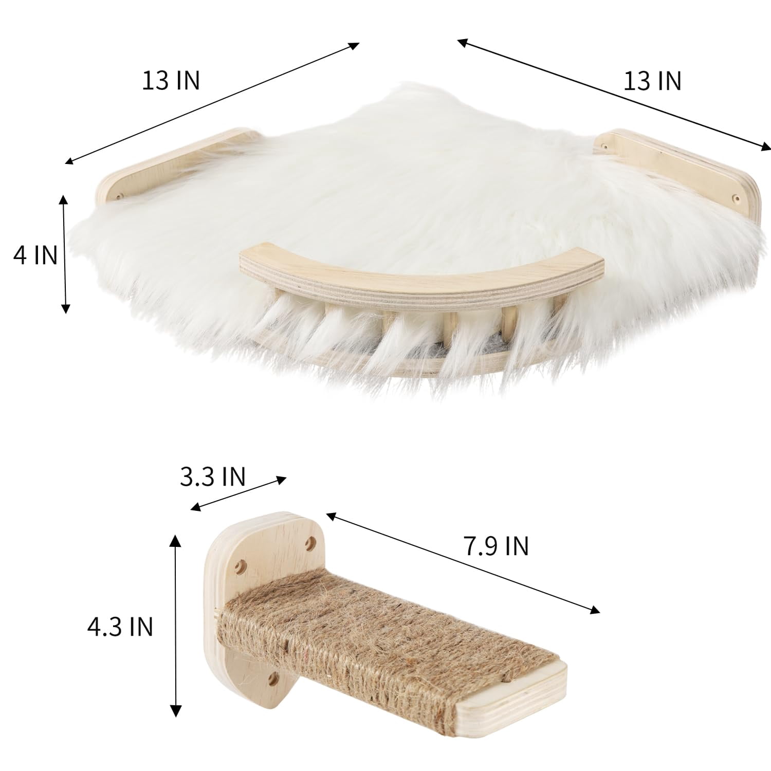 Cat Wall Shelves - 3 Steps Scratch & Hammock Bed With Plush Cover  Climbing Shelf For Indoor Cats (wood)