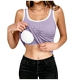thumbnail image 3 of Aboser Womens Padded Tank Tops Double Lined Built in Bra Shirts Slim Fit Sleeveless Basic Tees Ribbed Knit Seamless Layering Shirt Summer Gym Clothes, 3 of 7