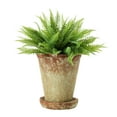 thumbnail image 4 of Creative Co-Op Cement Planter with Saucer, Distressed Terra-cotta Finish, Set of 2 (Holds 5" Pot), 4 of 5