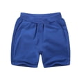 thumbnail image 2 of Boy's Girls Sports Shorts, Lightweight Athletic Running Kids Casual Elastic Waist Drawstring Summer cotton Shorts with Pockets Blue 9Y, 2 of 5