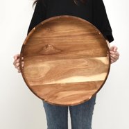 22 X 22 Inches Round Ottoman Table Tray, Wooden Solid Black Walnut Circle Decorative Serving Tray Handle Oversized Ottoman Home Breakfast Bed Tea Coff 00612cdc 6608 4b71 A198 4481f77d44fc.f6077959f0cdd3306b11b508dd064ff8