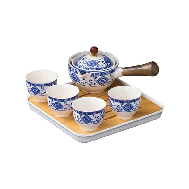 Xihbxyly Juego de Té Creativo Giratorio de 360°, Tetera de Porcelana Hecha a Mano, Ceremonia Tradicional Del Té Kung Fu, Elegante Diseño Oriental, Regalo para Los Amantes Del Té, Juego de 23 X 22 X 1