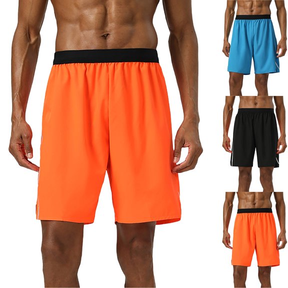 FRSASU Men's Running Basketball Shorts Casual Solid Color Quick Dry Athletic Workout Gym Shorts with Pockets Orange