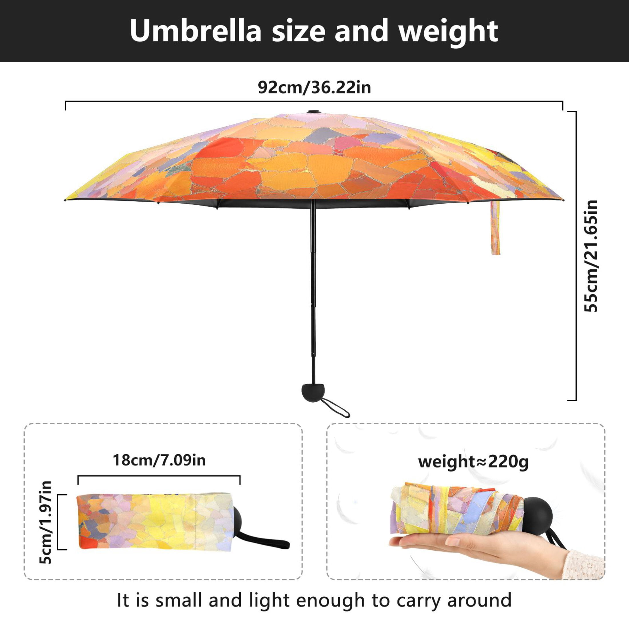 Mosaic Blue Jay Umbrellas for Sun Auto Open Close UV50+ Waterproof 5-Fold Compact Fiberglass Frame