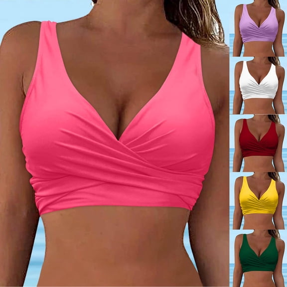 YHAJDS Womens Bikini Top Solid Color Back with Padding