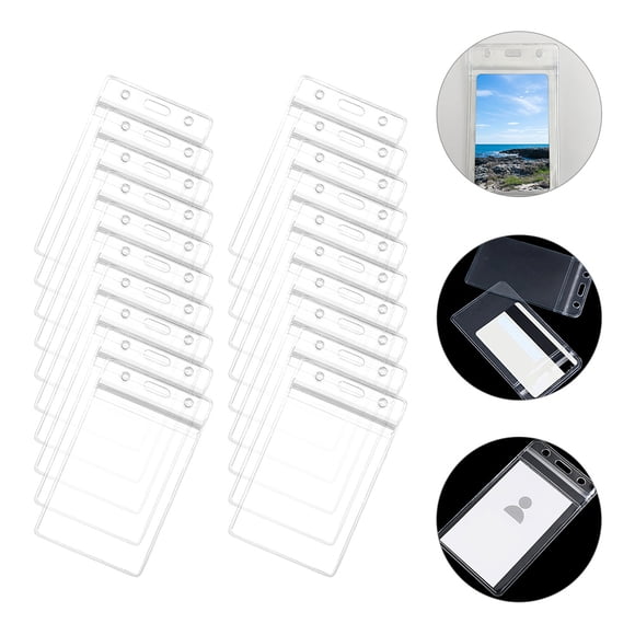 Raindrops 20pcs Card Badge Holder Transparent PVC for School ID Storage Solutions