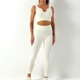 thumbnail image 5 of SWSMCLT Women's 2 Piece Outfits Crop Tank Tops and Athletic Workout 2Pcs Sexy Lounge Sets High Waisted Leggings Yoga Set Seamless Sporty U Neck Activewear Cream Large, 5 of 5