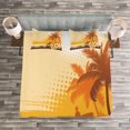 thumbnail image 3 of Ambesonne Surf Quilted Bedspread Set 3 Pcs, Surfer Tropical Landscape, King Size, Yellow Brown Orange, 3 of 3
