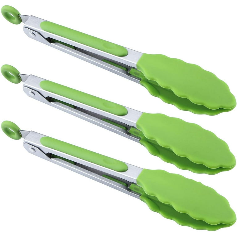 Silicone Kitchen Tongs for Cooking with Silicone Tips, Heat Resistant Tongs  for Serving Food, 7-Inch, 9-Inch, 12-Inch Locking Silicone Tongs, Set of 3