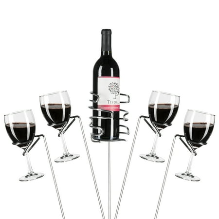 Best Choice Products Set of 5 Reinforced Stainless Steel Wine Glass Rack Holder Stakes for Bottles, Candles, Hands-Free Outdoor Picnics, and Travel, (Best Discount Wine Websites)