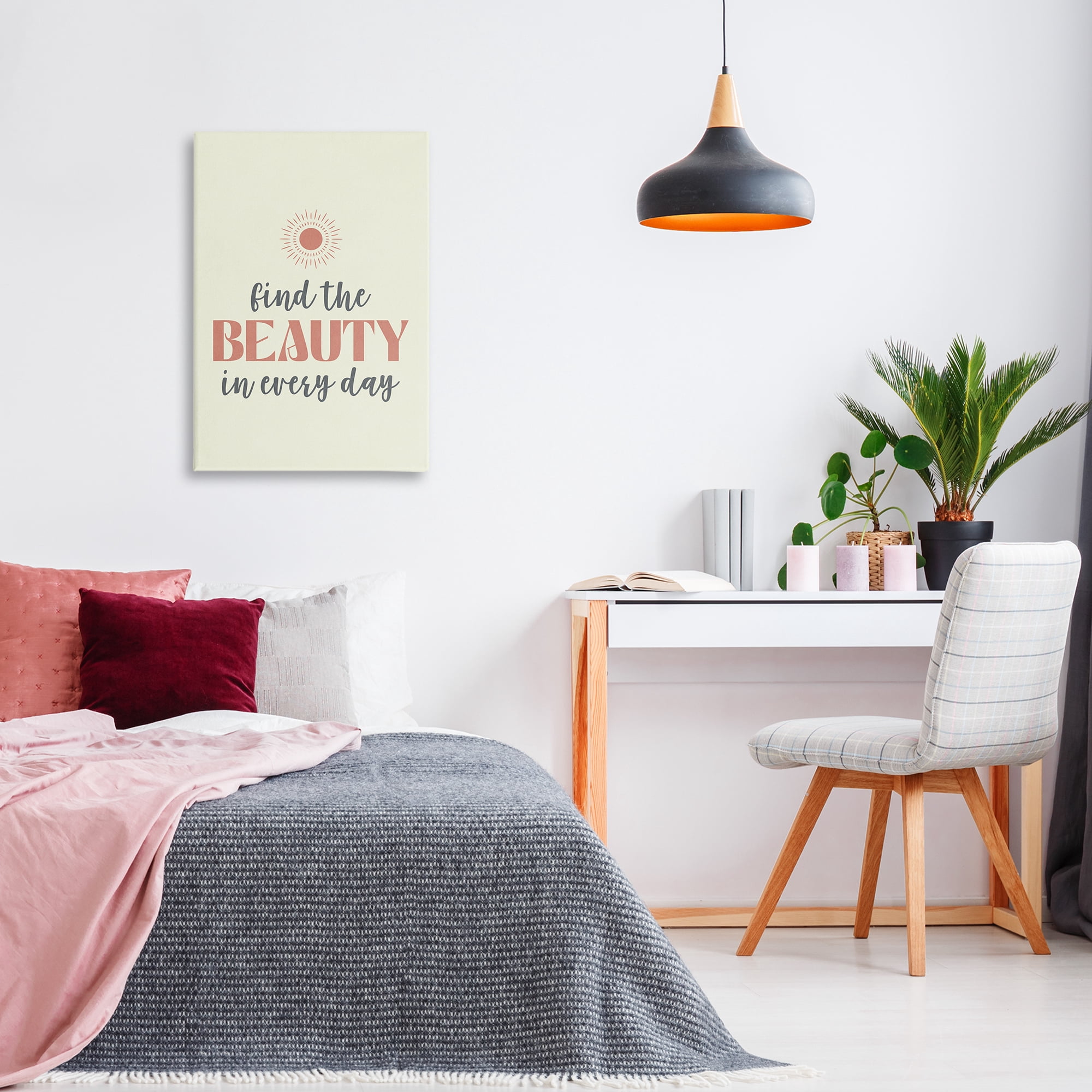 Stupell Industries Beauty in Every Day Text & Numbers Painting Wrapped Canvas Art Print Wall Art, 20 x 30