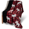 thumbnail image 2 of Knit Printed Throw Faux Fur Rev. 48X60 Red Plaid Moose Rustic Cabin, 2 of 3