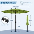 10 FT Green Patio Umbrella with Solar Lights, Outdoor Table Umbrella ...