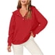 thumbnail image 2 of ICHUANYI Clearance Women's Casual Color Long Sleeve Zipper Pullover Hooded Tops With Pocket(Red, XXL) ICHUANYI WER2023081506389, 2 of 7