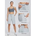 thumbnail image 5 of BALEAF Women's Cotton Bermuda Long Shorts 10" Knee Length Loose Plus Size Drawstring Waist Sweat Shorts with Pockets Casual Summer Light Gray Size XXXL, 5 of 6