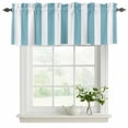 thumbnail image 2 of Aqua Striped Valances for Windows, Decorative Rod Pocket Window Valance Curtains, Modern Farmhouse Blue White Stripes Short Curtain Drapes for Kitchen/Bathroom/Living Room, 2 Panels, 60" W x 18" L, 2 of 8