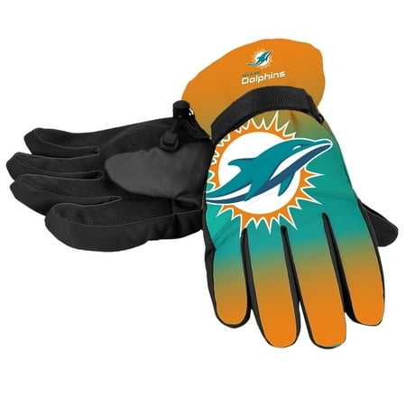 Forever Collectibles - NFL Gradient Big Logo Insulated Gloves-Small/Medium, Miami