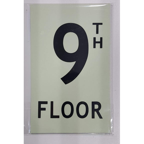 Floor number Nine (9) Sign HEAVY DUTY / GLOW IN THE DARK "FLOOR NUMBER" SIGN HEAVY DUTY (ALUMINUM SIGN 5 X 8)