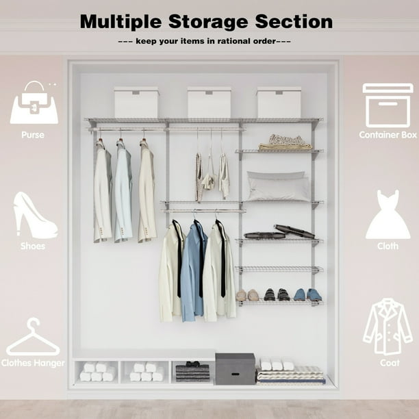 Gymax Custom Closet Organizer Kit to FT Wall-mounted Closet - Main Image