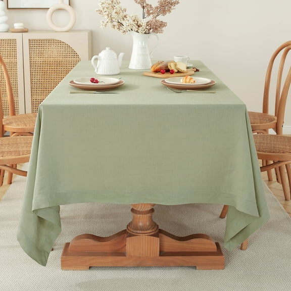 100% Pure Linen Tablecloth, 55x55 Inch Square Table Cover - Sage