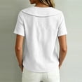 thumbnail image 5 of Women's Sailor Lapel Blouse Solid V Neck Short Sleeve Tunic Shirts Lightweight Summer Basic Tops Casual Outfit White, 5 of 7