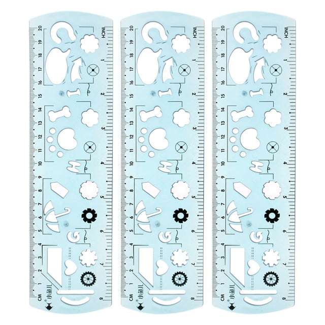 Unique Bargains 3pcs Unbreakable Flexible Rulers 20cm/8' Double Scale Shatterproof Folding Plastic Ruler, Light Blue
