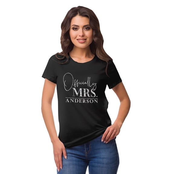 Inkdotpot Personalized Womens Tshirt Top Officially Mrs WeddingAnnouncement Shirt-2L