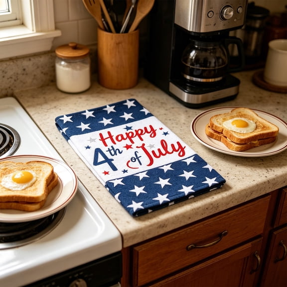 Tepsmf Patriotic Themed Kitchen Towels Independence Day Cleaning Dishcloth for Home Kitchen Decoration and Daily Use Absorbent Patriotic Rag