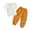 Yellow, variant on Esaierr Baby Kids Boys Girls Cotton Linen 2PCS Outfit Solid Colour Short Sleeve T-Shirt Tops Elastic Waist Pants Spring Summer Clothes Set for 12 Months - 8 Years