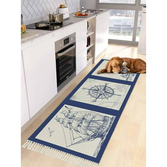 Entryway Runner Rug 2x4ft, Washable Woven Living Room Hallway Bedroom Kitchen Carpet with Tassels, Non-Shedding Indoor Outdoor Throw Door Mat for Entryway