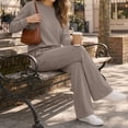 thumbnail image 2 of SUNBS 2 Piece Sets for Women Fall Outfits Lounge Sets Crew Neck High Waist Wide Leg Pants for Travel Airport Casual Clothes, 2 of 9
