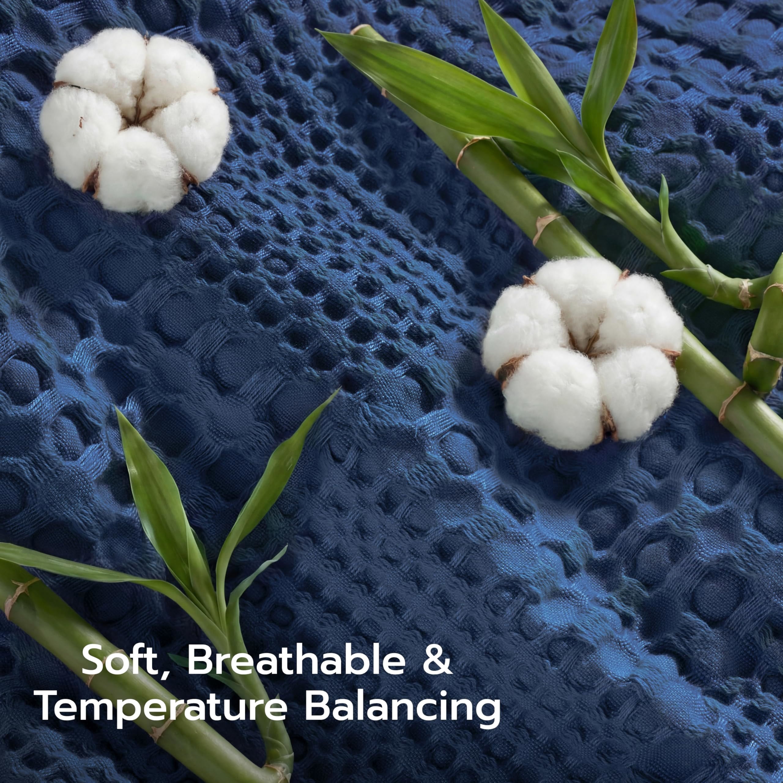 Joyfy Waffle Blanket - Turkish Cotton Soft Navy Blanket